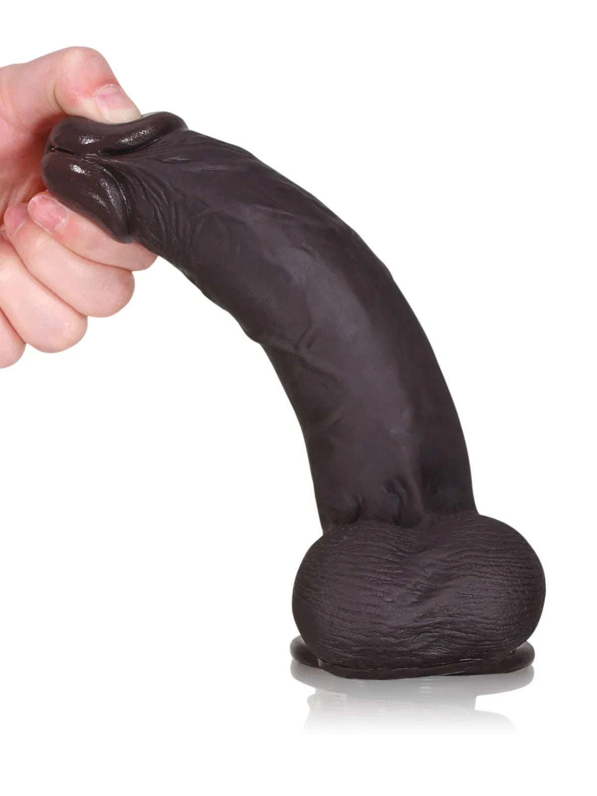 Hugedildo.com Billy 8-inch Black Sliding Skin Dildo With Moving Balls
