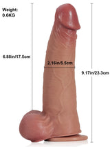 Hugedildo.com Joshua 9-inch Brown Soft Skin Thick Sliding Skin Dildo With Moving Balls