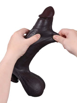 Hugedildo.com Reed 11-inch Long Thick Soft Sliding Skin Black Dildo with and Swinging Moving Balls