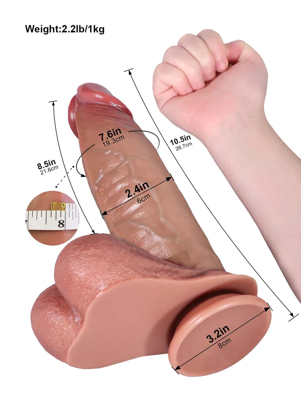 Hugedildo.com Reed 11-inch Long Thick Soft Sliding Skin Dildo with and Swinging Moving Balls