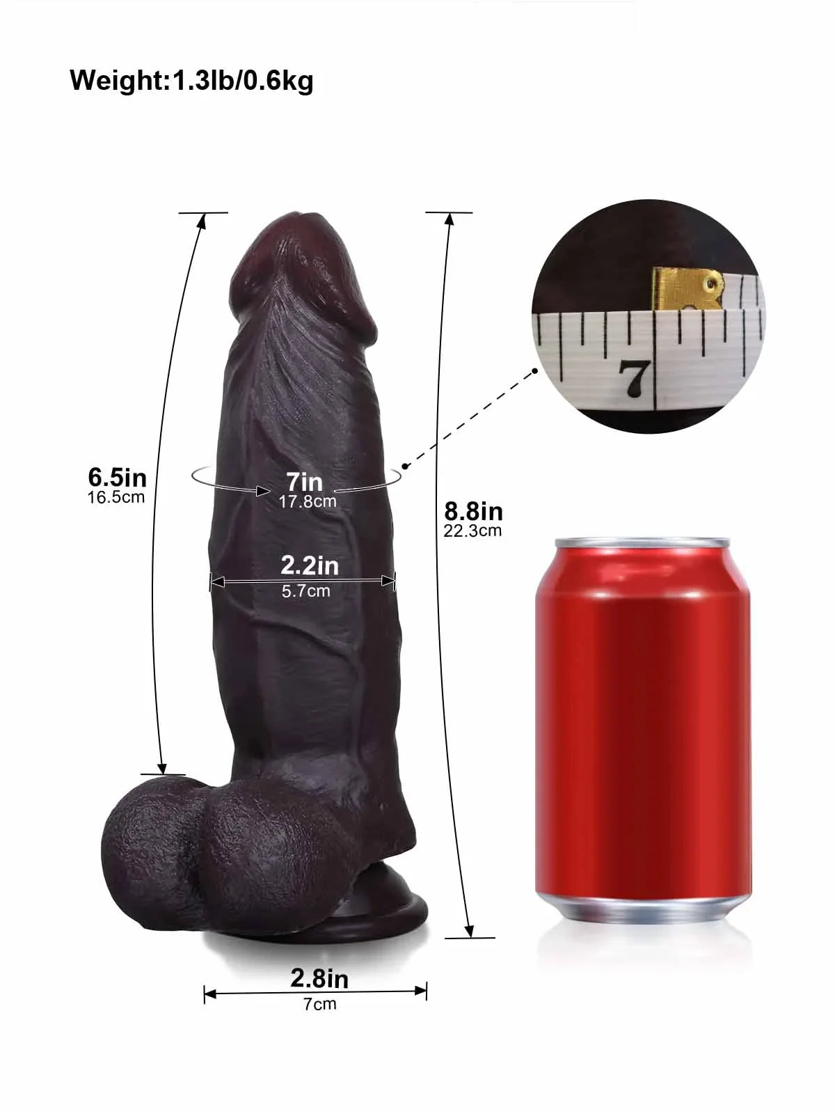 Hugedildo.com Wade 9-inch Soft Thick Sliding Skin Black Dildo with Lifelike Dual Density Feel