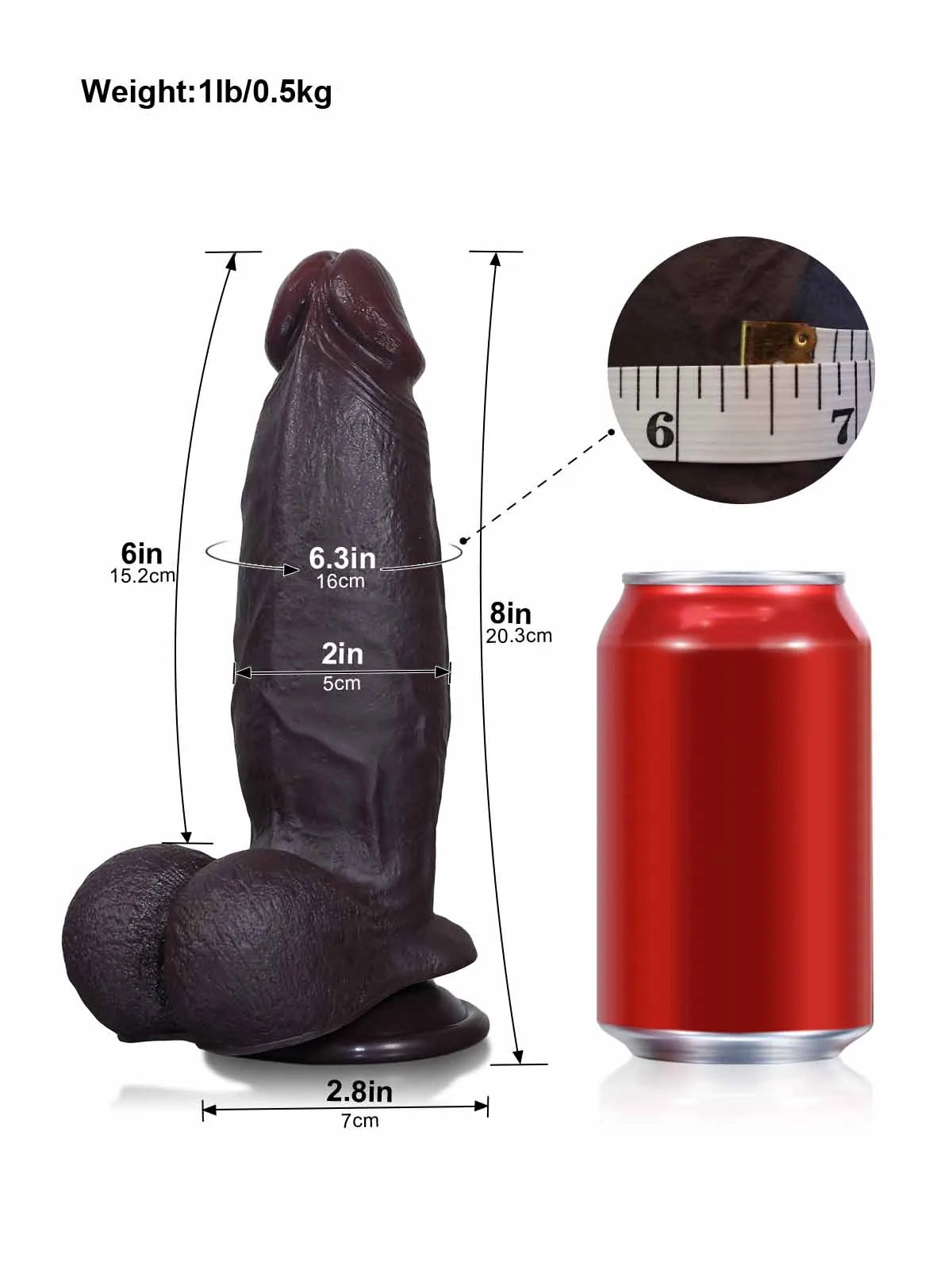 Hugedildo.com Cato 8-inch Realistic Sliding Skin Dildo with a Natural Veiny Look