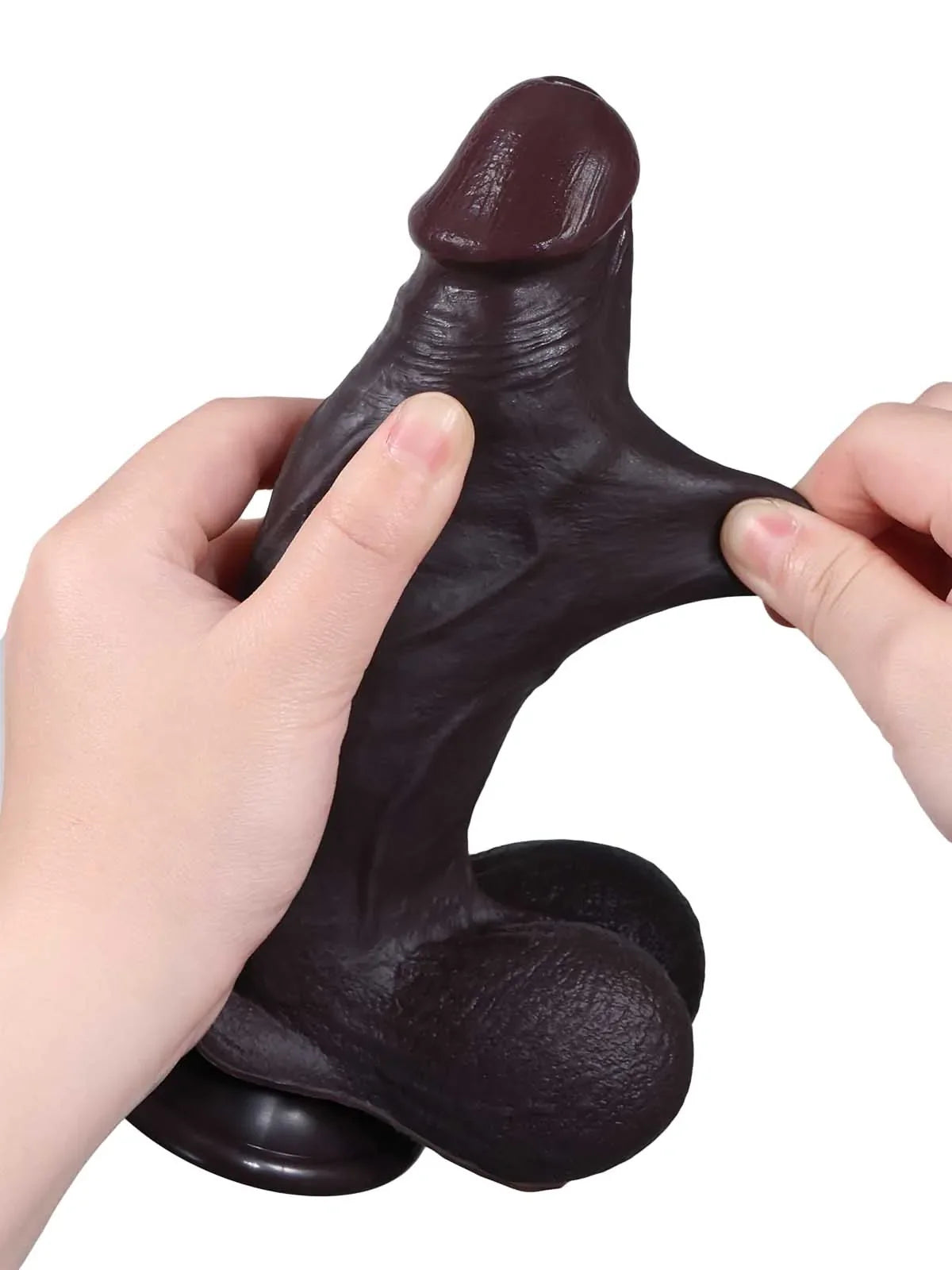 Hugedildo.com Cato 8-inch Realistic Sliding Skin Dildo with a Natural Veiny Look