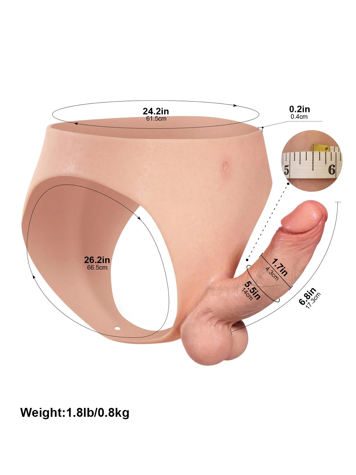 Hugedildo.com Oscar 7-inch Wearable Solid Shaft Soft Balls Silicone Strap-On Dildo For Lesbian Couples