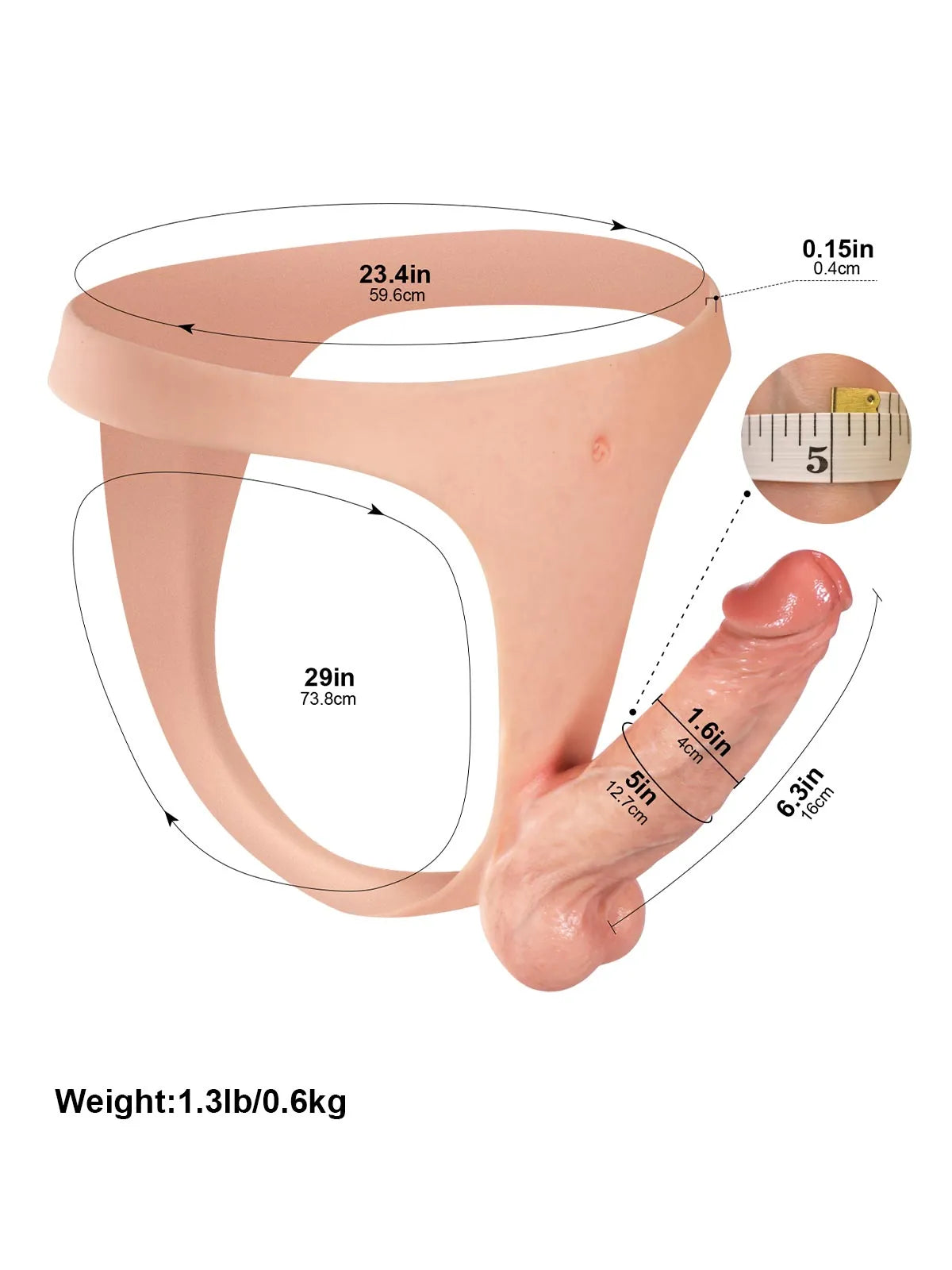 Hugedildo.com Nick 6-inch Lightweight Solid Strap On Dildo With Slim Secure Harness