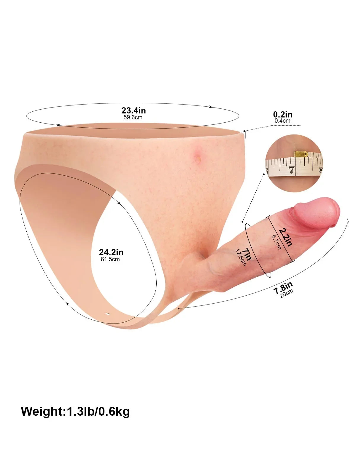 Hugedildo.com Daenerys 8-inch Wearable Hollow Strap-On Dildo For Women • For Men • Penis Extension • ED Cock Sleeve