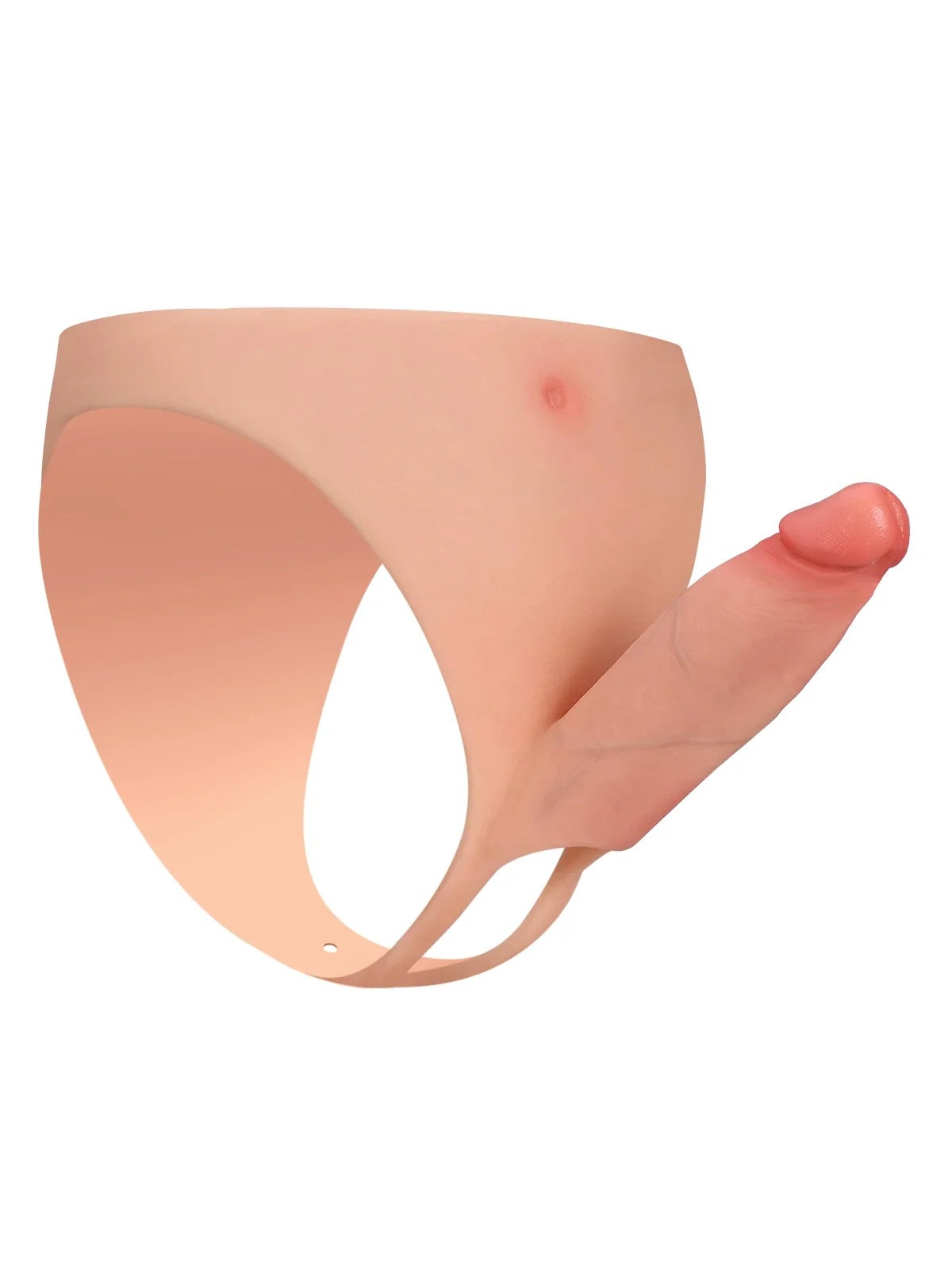 Hugedildo.com Casey 6-inch Hollow Open Ball Platinum Silicone Wearable Strap On Hard Soft Version