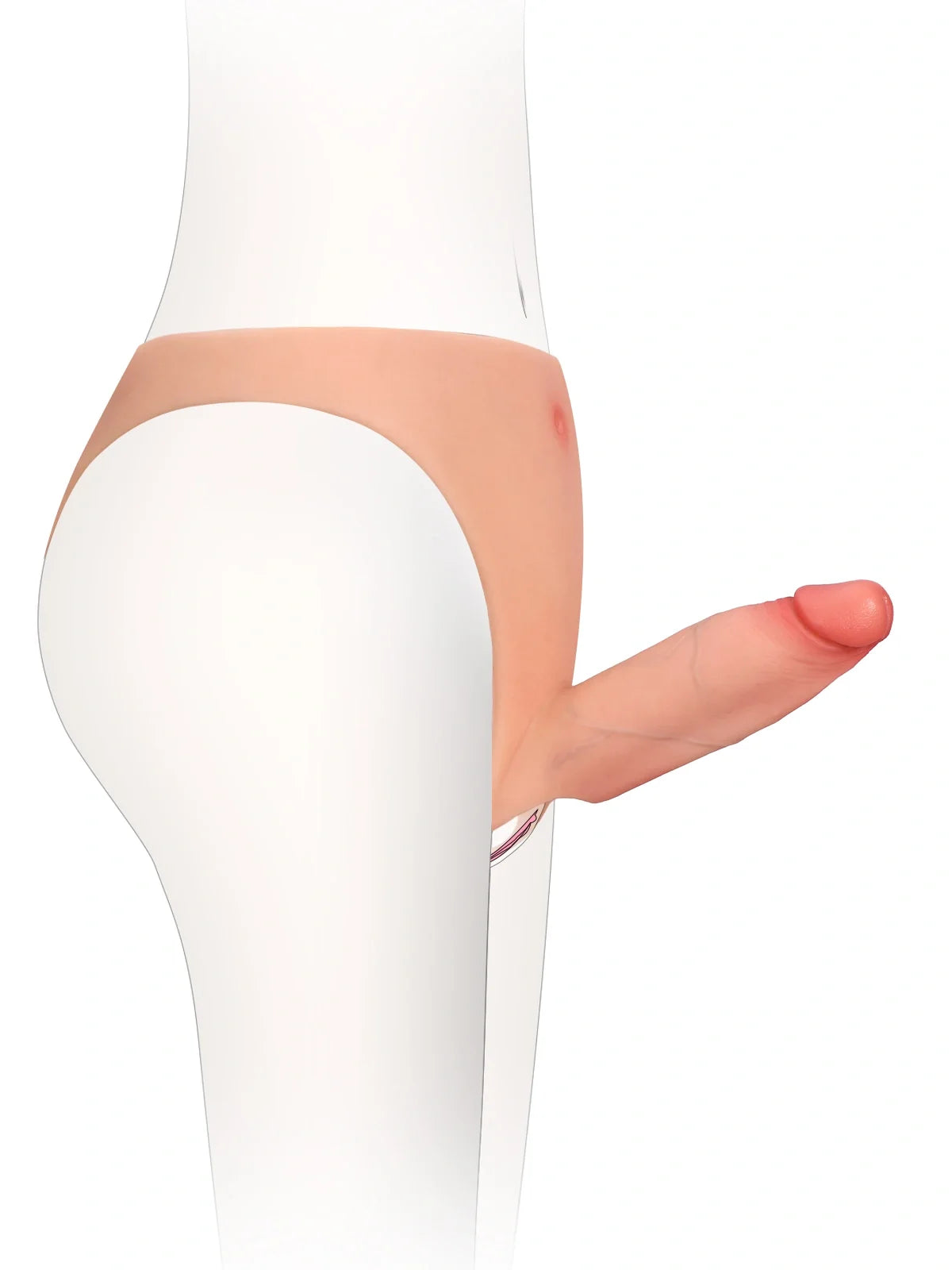 Hugedildo.com Casey 6-inch Hollow Open Ball Platinum Silicone Wearable Strap On Hard Soft Version