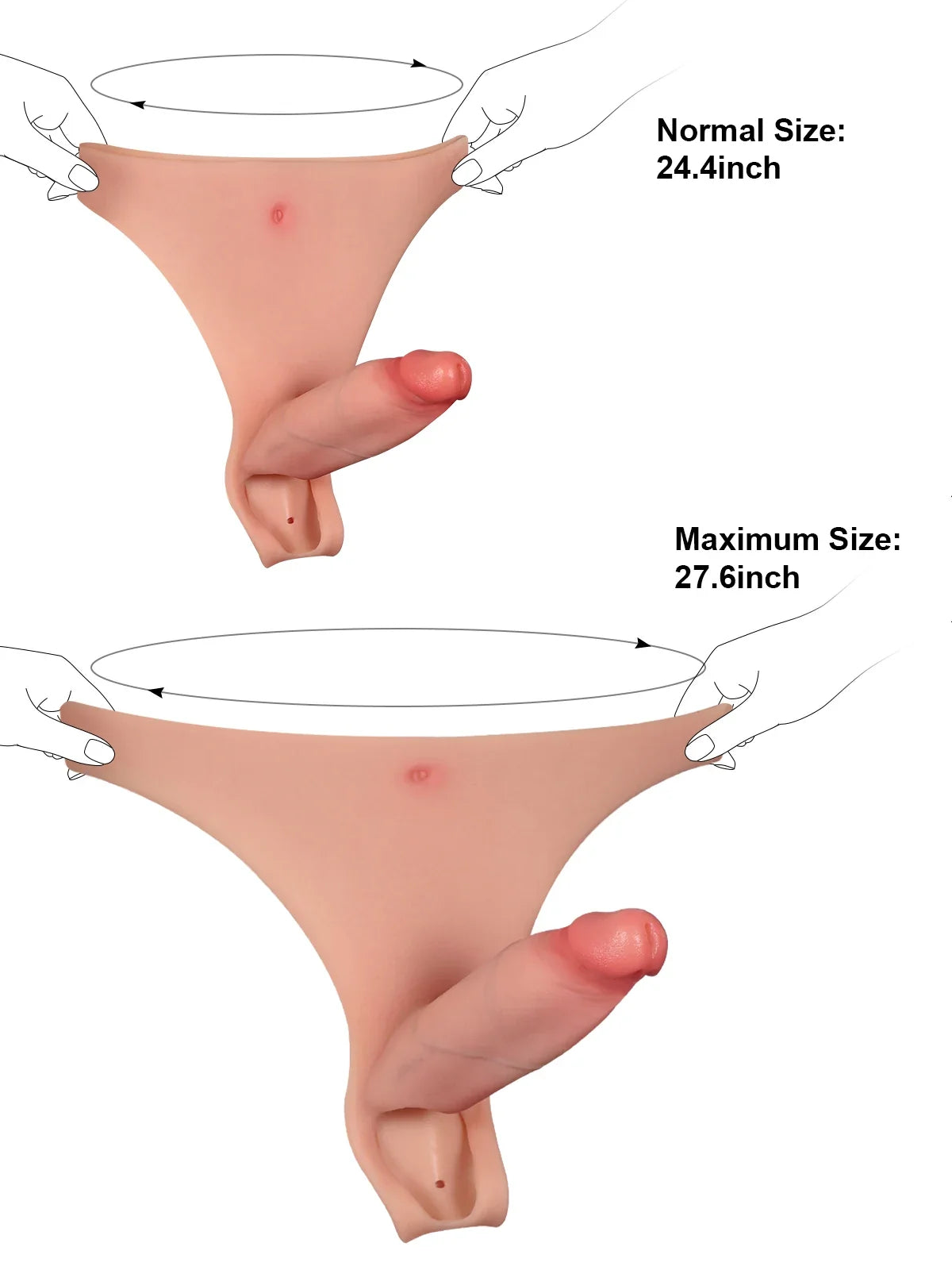 Hugedildo.com Casey 6-inch Hollow Open Ball Platinum Silicone Wearable Strap On Hard Soft Version