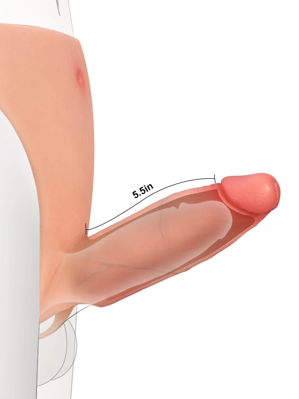 Hugedildo.com Casey 6-inch Hollow Open Ball Platinum Silicone Wearable Strap On Hard Soft Version
