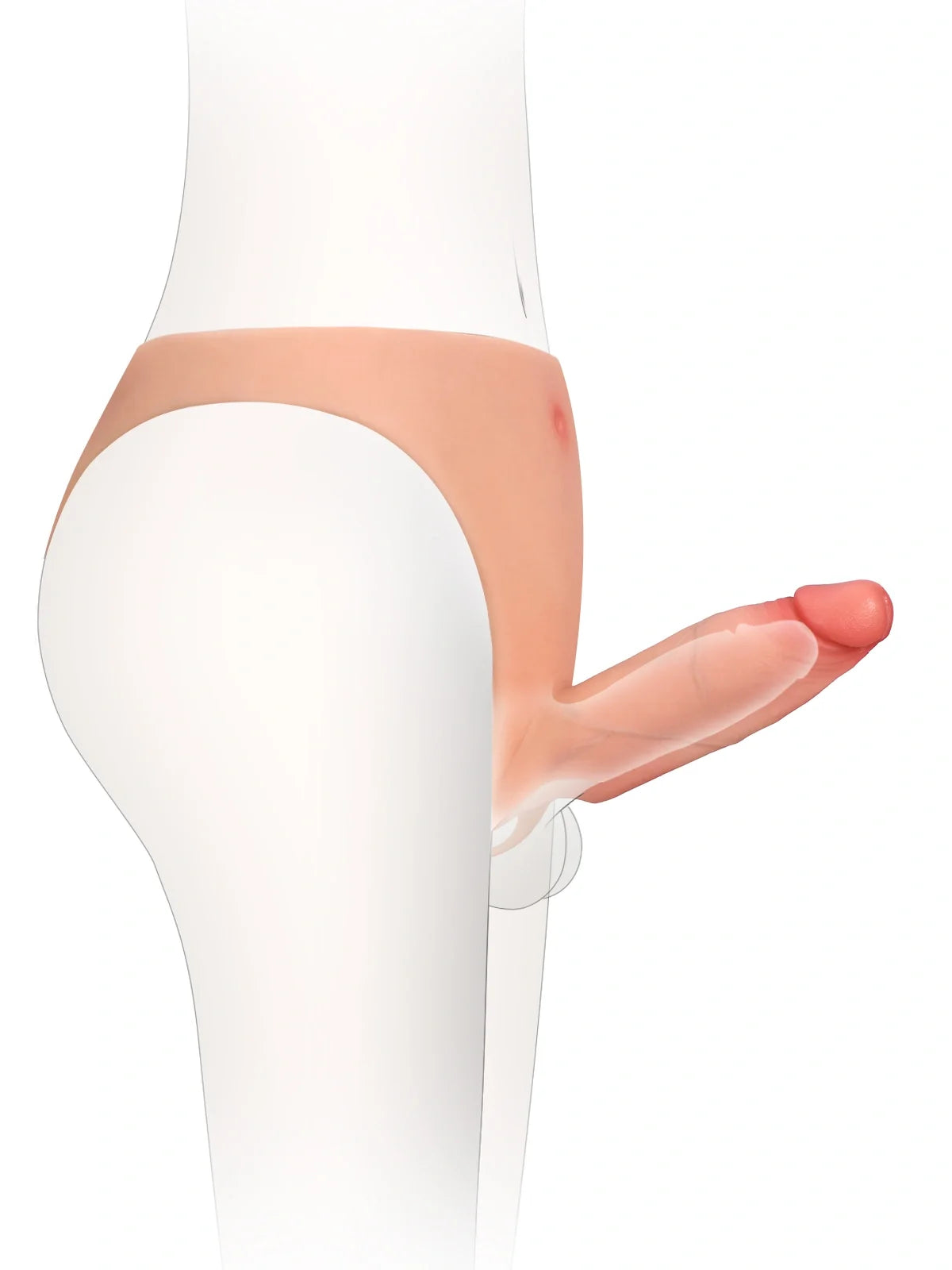 Hugedildo.com Casey 6-inch Hollow Open Ball Platinum Silicone Wearable Strap On Hard Soft Version