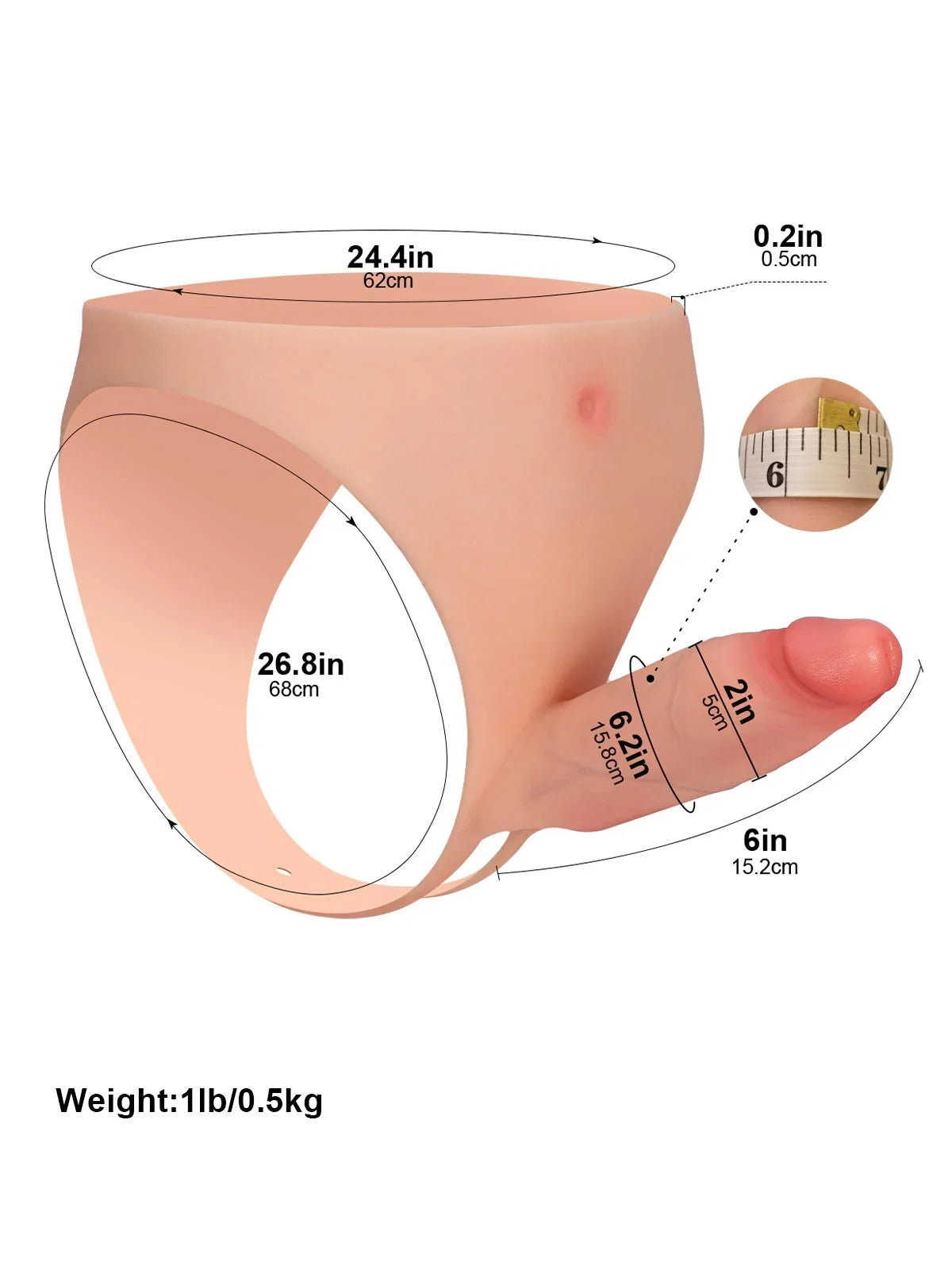 Hugedildo.com Casey 6-inch Hollow Open-Ball Cock Sleeve - Soft Silicone, Wearable