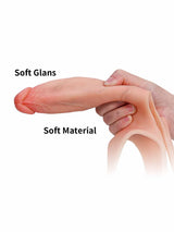 Hugedildo.com Emberfall 8-inch Ultra-Slim Hollow Strap-On Penis Sleeve Open-Ball, Realistic Soft Silicone
