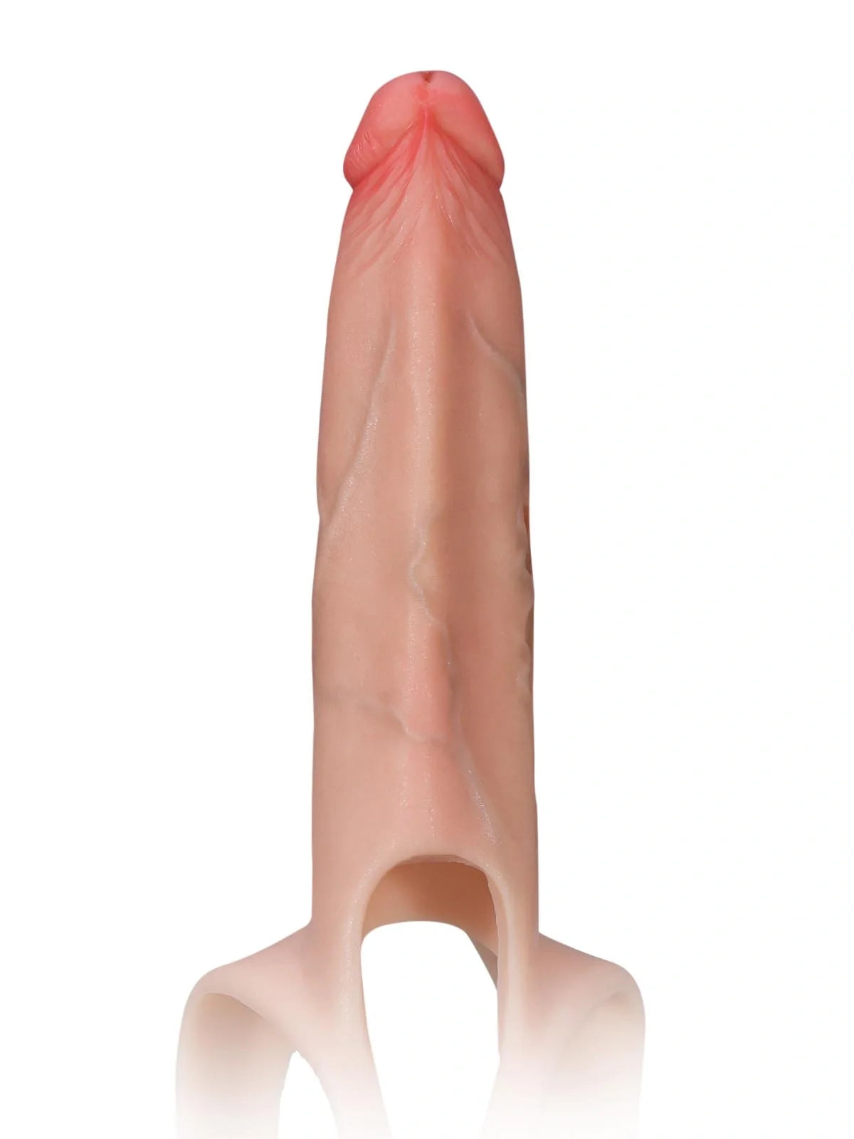 Hugedildo.com Emberfall 8-inch Ultra-Slim Hollow Strap-On Penis Sleeve Open-Ball, Realistic Soft Silicone