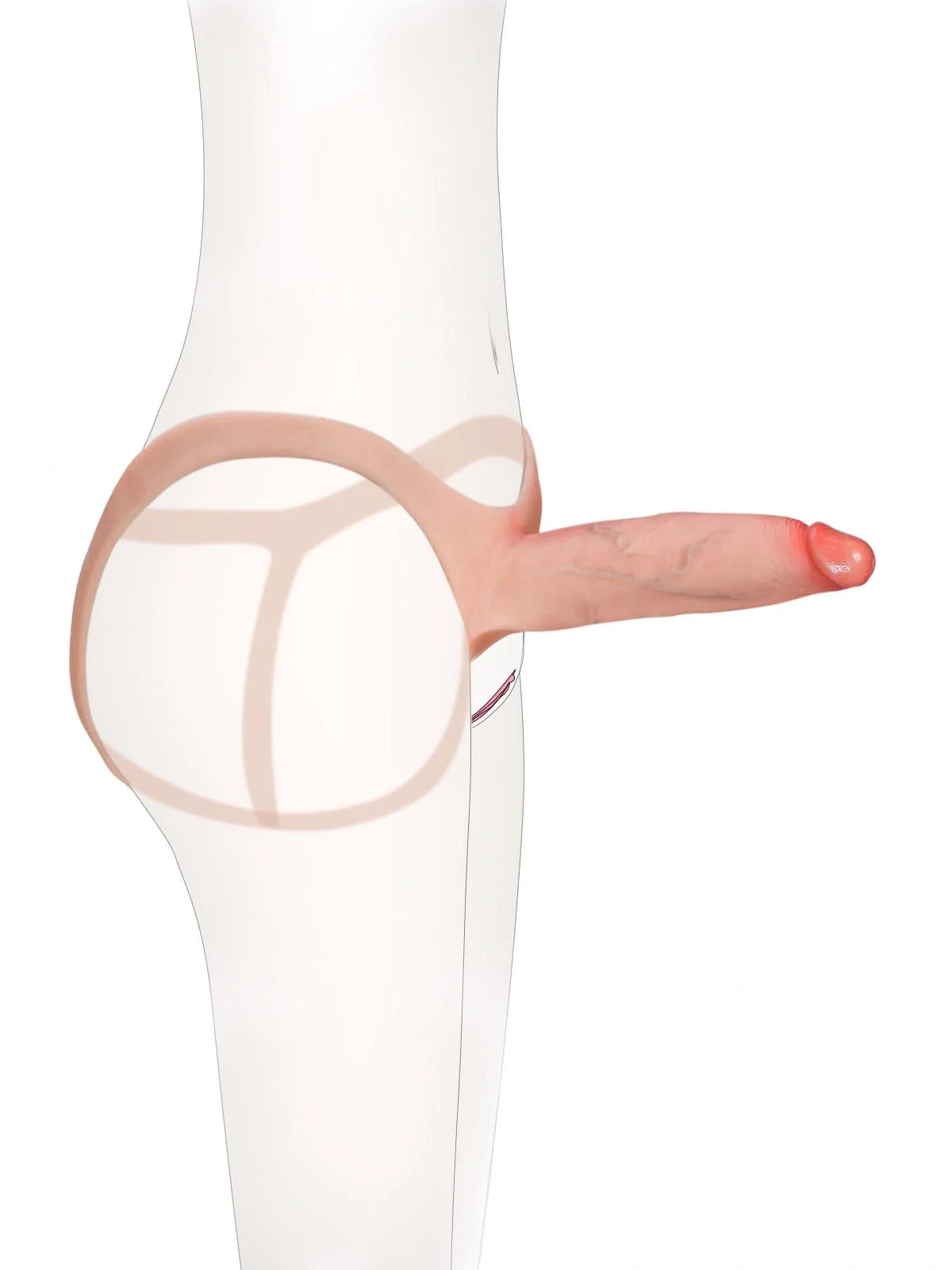Hugedildo.com Emberfall 8-inch Hollow Ultra Slim Open Ball Realistic Wearable Strap-On Dildo