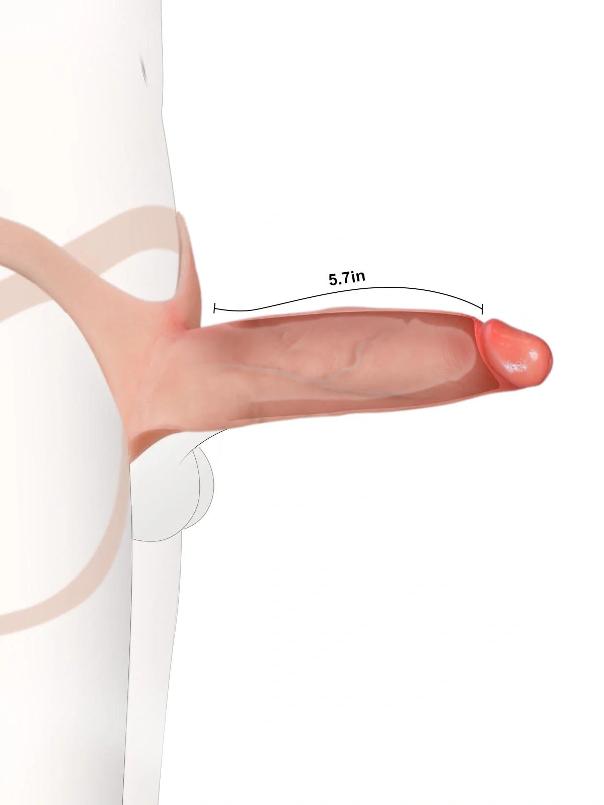 Hugedildo.com Emberfall 8-inch Ultra-Slim Hollow Strap-On Penis Sleeve Open-Ball, Realistic Soft Silicone