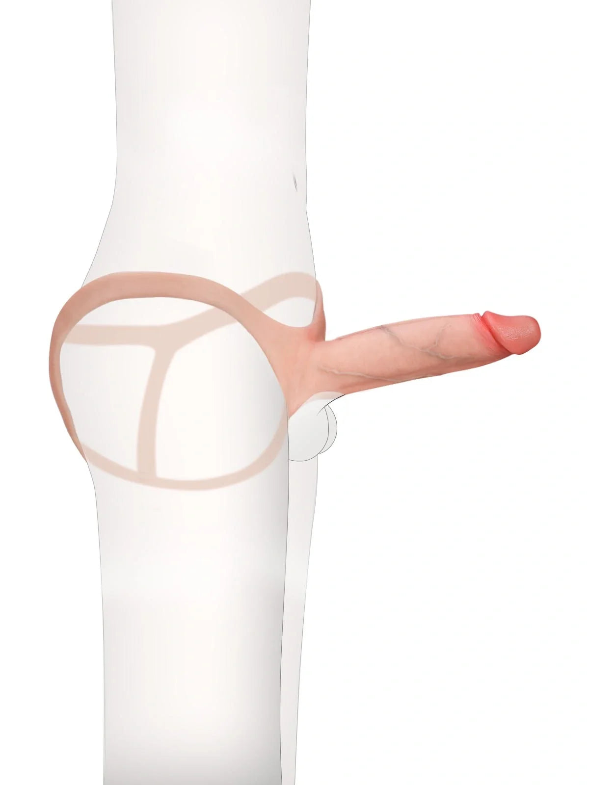 Hugedildo.com Seraphine 8-inch Wearable Penis Sleeve for Him - Hollow Soft Silicone Strap-On