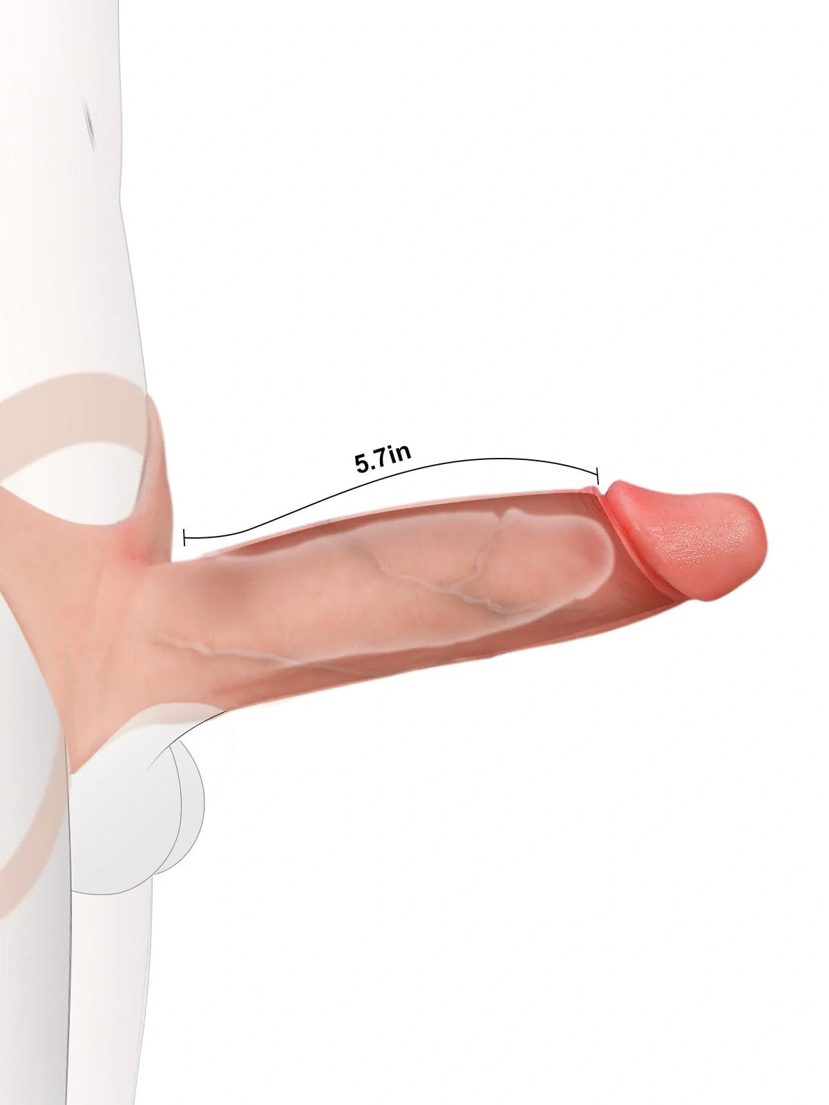 Hugedildo.com Seraphine 8-inch Wearable Penis Sleeve for Him - Hollow Soft Silicone Strap-On