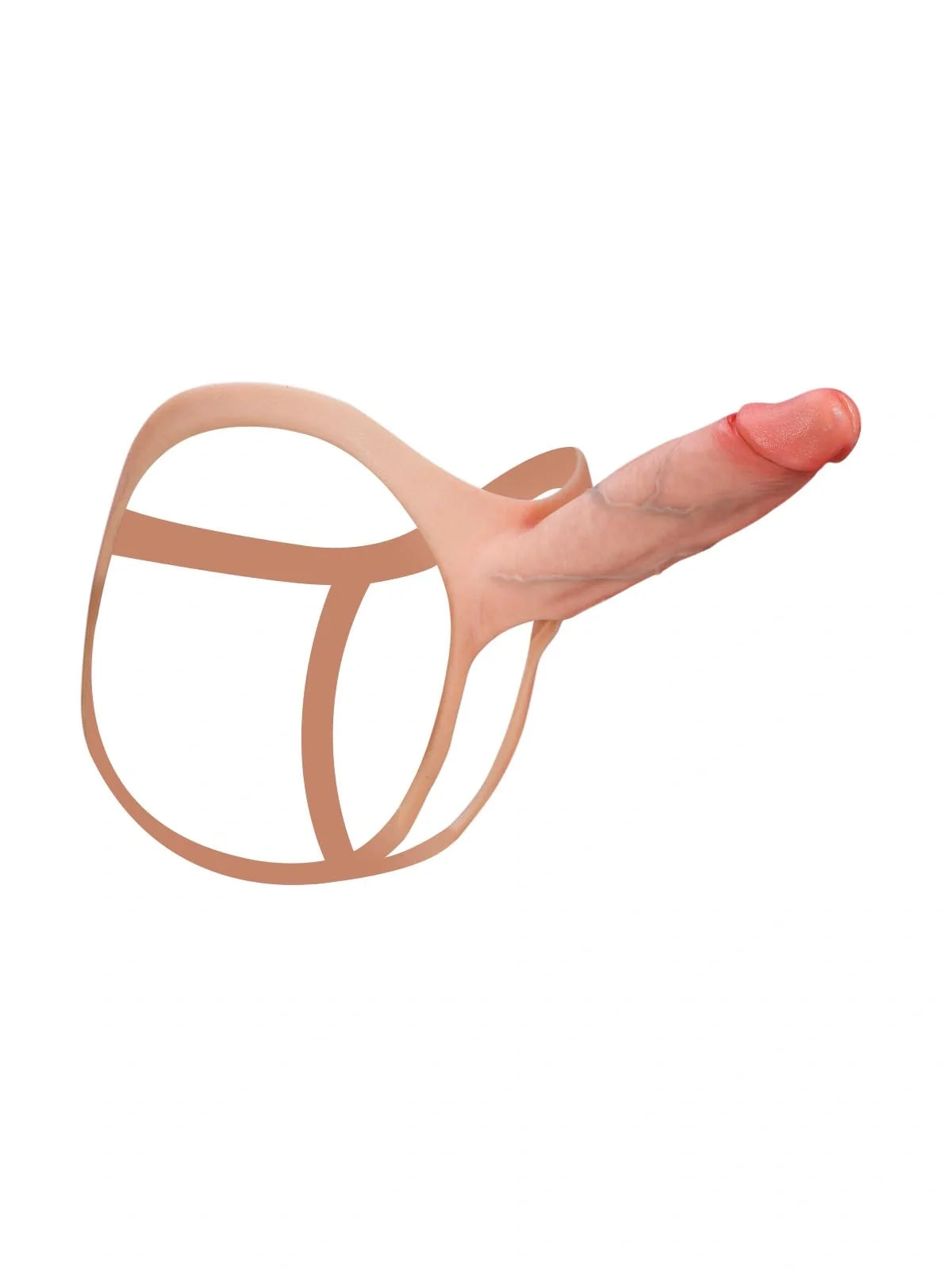 Hugedildo.com Seraphine 8-inch Realistic Hollow Platinum Silicone Strap-On Dildo