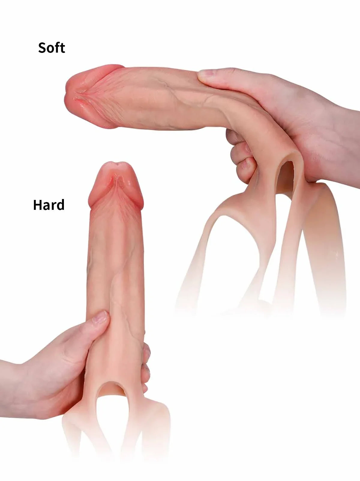 Hugedildo.com Seraphine 8-inch Realistic Hollow Platinum Silicone Strap-On Dildo