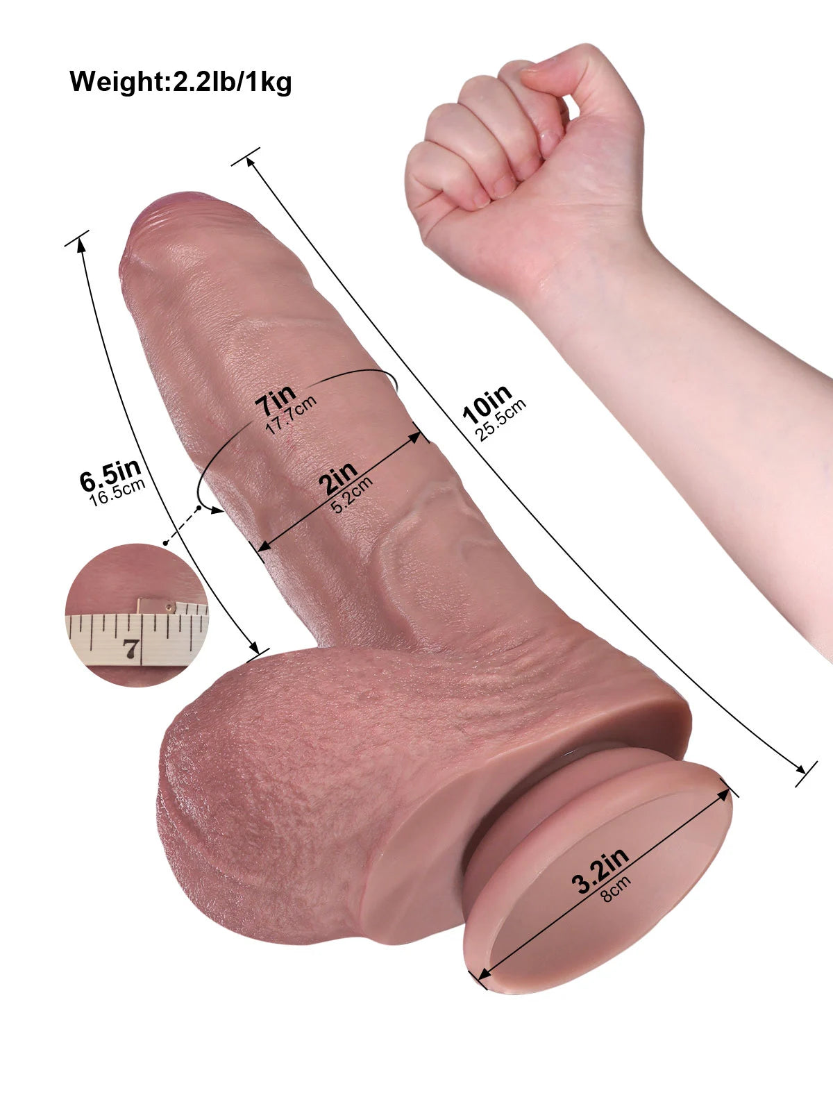 Simon: 10" x 2" Veiny Uncut Realistic Dildo with Sliding Skin and Big Balls