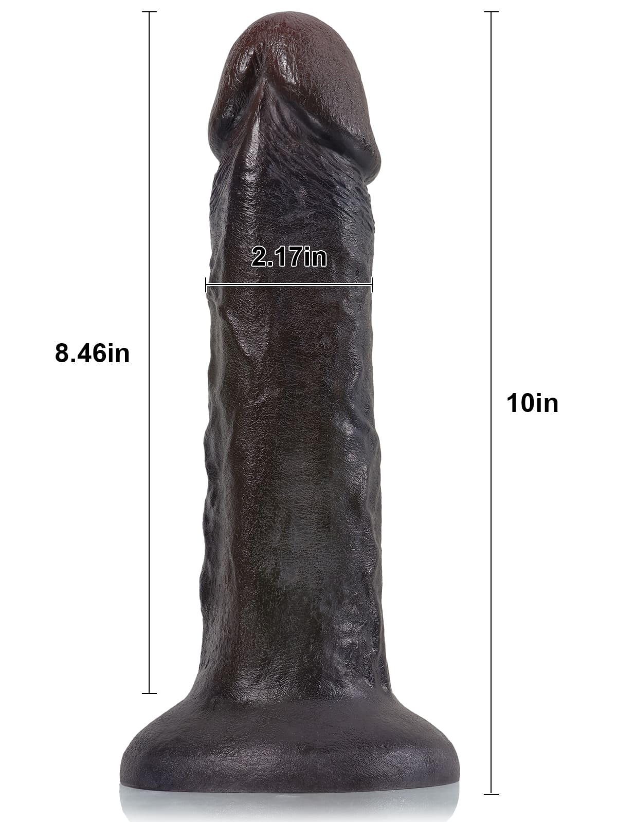 Hugedildo.com Tony 10-inch Black Soft Skin Huge Thick No Ball Dildo