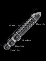 Troy: 11.2′′ x 2′′ Transparent Glass Dildo with Glans & Bead Handle