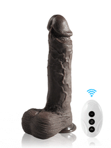 Hugedildo.com Grey 10-inch Black 7 Modes Thrusting and 3 Modes Vibrating Dildo