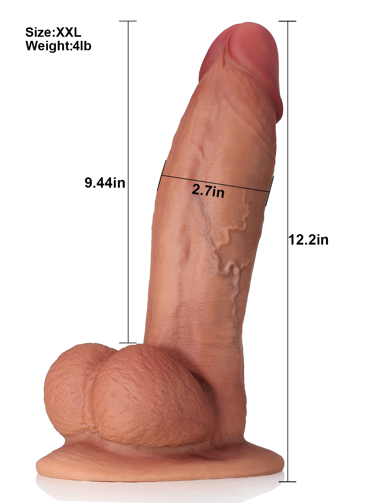Hugedildo.com Antonio 12-inch XXL Big Boy Huge Thick Realistic Curved Brown Dildo