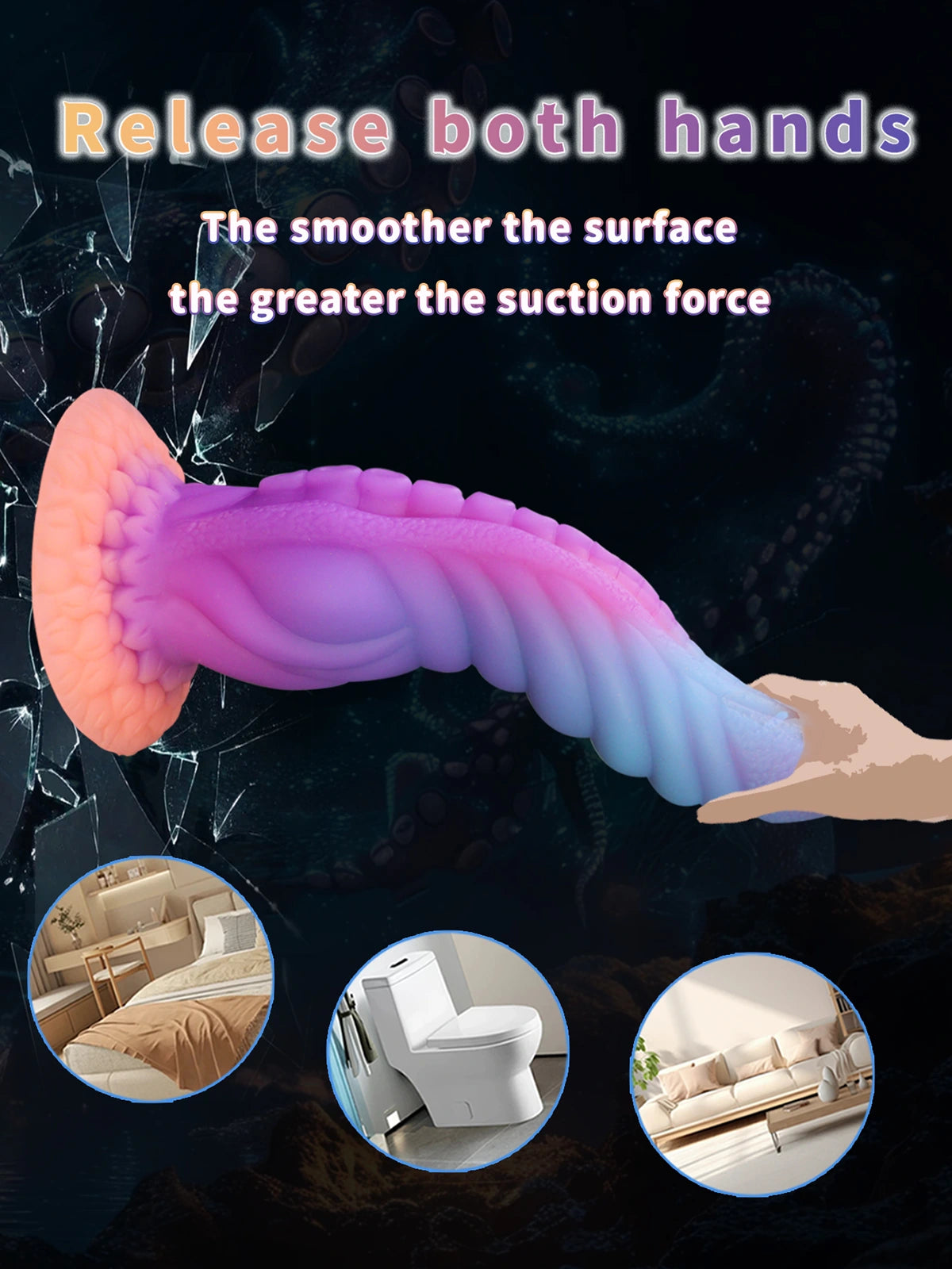 Xylox: 9.8″ x 2.4″ Glow-in-the-ark Silicone Octopus Dildo