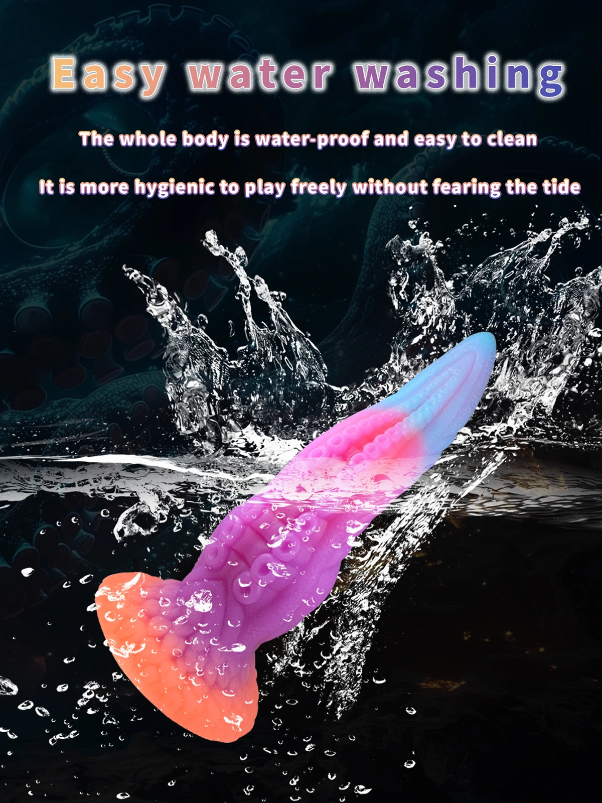 Xylox: 9.8″ x 2.4″ Glow-in-the-ark Silicone Octopus Dildo