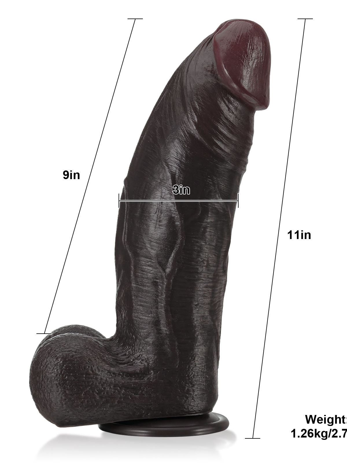 Hugedildo.com Zeus 11-inch BBC Black Strong Extra Huge Thick Dual Density Dildo