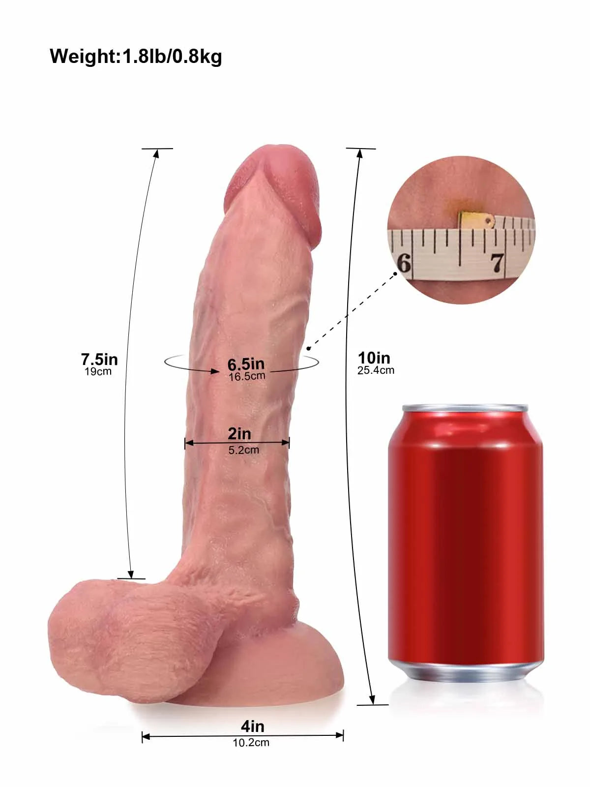 Hugedildo.com Jesse 10-inch Curved Veined Realistic Dildo with Soft Balls