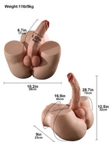 Hugedildo.com Asher 7-inch Lifelike Torso Dildo with Soft Booty and Anal Channel