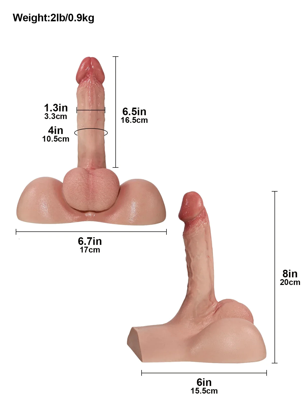 Hugedildo.com Silas 7-inch Realistic Torso Dildo with Full Ball Package and keel Inside