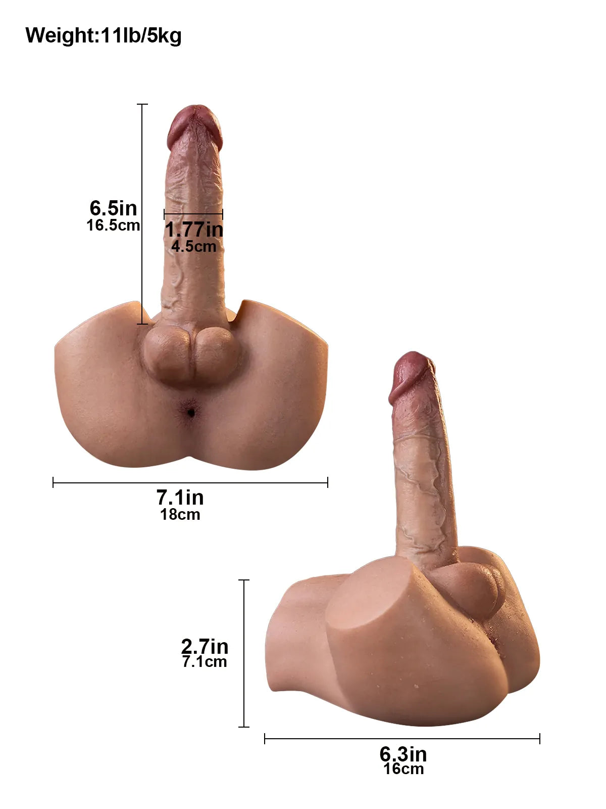 Hugedildo.com Ryder 7-inch Realistic Torso Dildo with Booty Base and Anal Channel