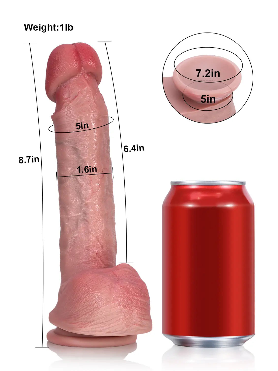 Hugedildo.com Robert 9-inch Real Feeling Big Mushroom Head Glans Dildo