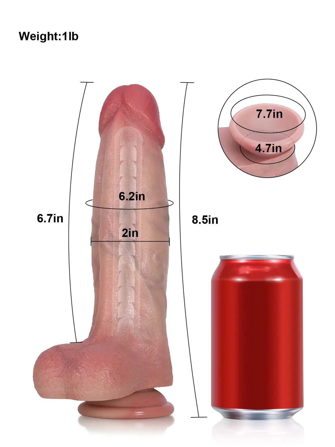 Hugedildo.com Gimli 9-inch Flexible Keel Ridged Tapered Realistic Suction Cup Dildo