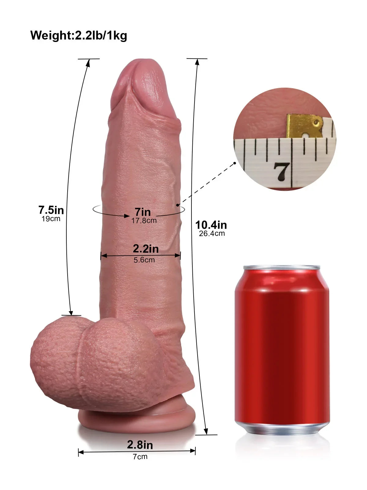 Hugedildo.com Ford 10-inch Realistic Uncut Dildo with Sliding Skin and Low Hanging Balls