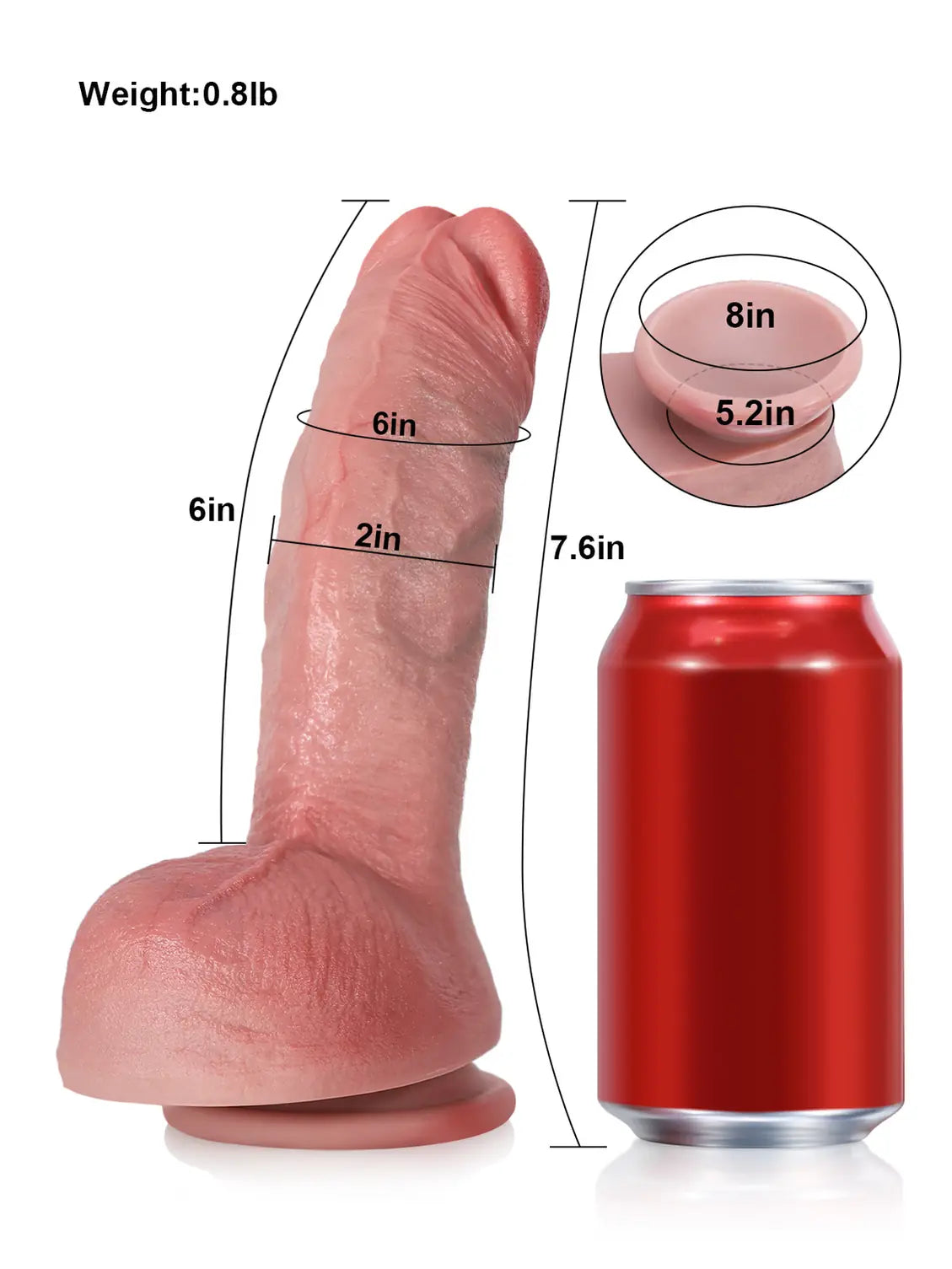 Hugedildo.com Reece 8-inch Flesh G Spot Thick Curved Dildo Best For Women