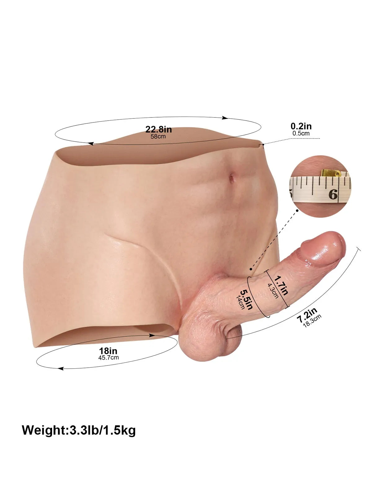 Hugedildo.com Beck 7-inch Full-Wrap Solid Silicone Strap-On Underwear with Realistic Dildo Design