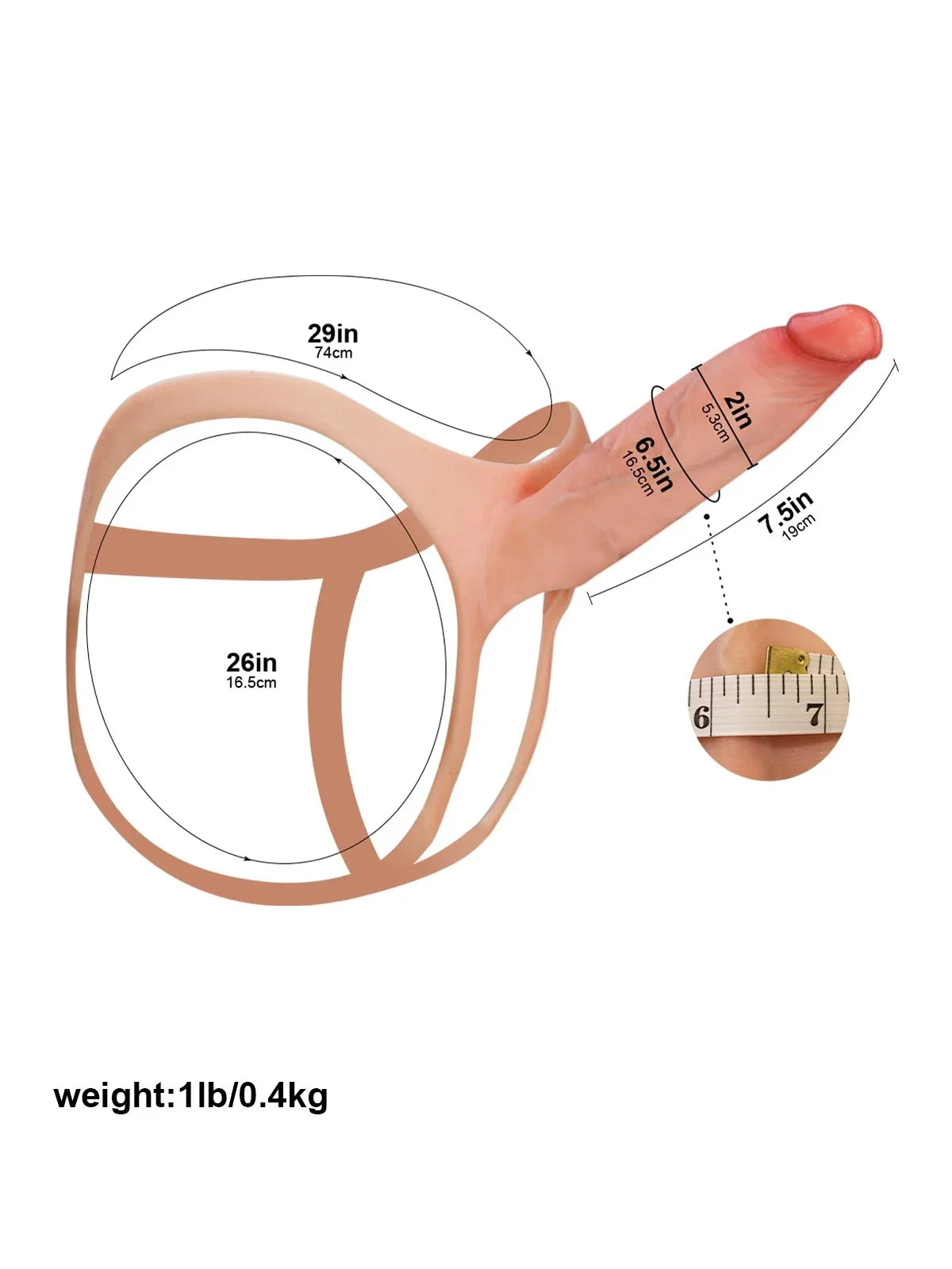 Hugedildo.com Emberfall 8-inch Hollow Ultra Slim Open Ball Realistic Wearable Strap-On Dildo