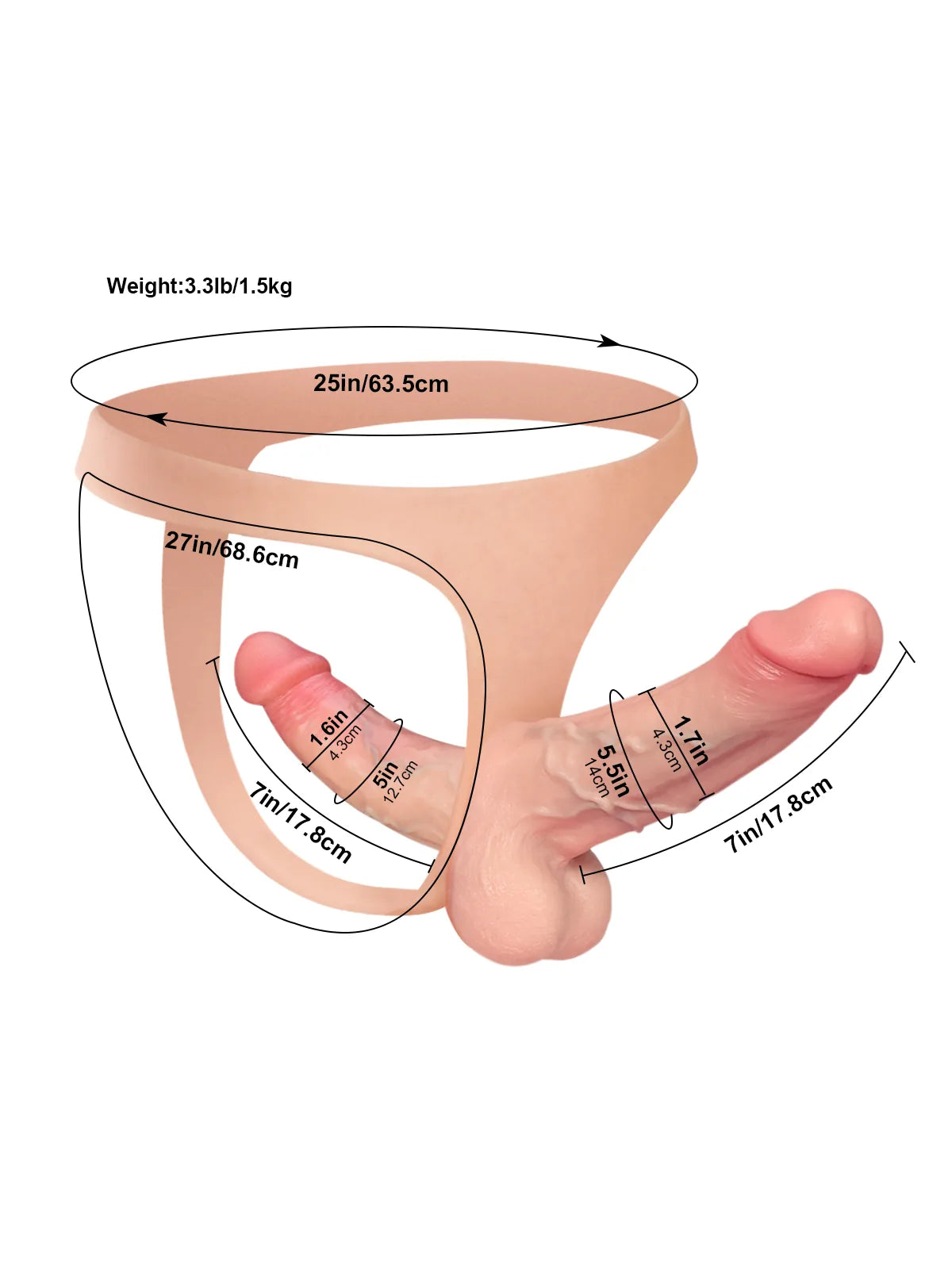 Hugedildo.com Zorvyn Lifelike Silicone Strap-On Dildo with Double Realistic Shaft
