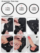 Hugedildo.com Black Strap Available In 3 Sizes Of Rings