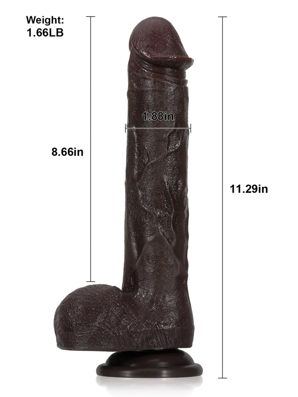 Hugedildo.com Adrianus 11-inch Black Big Vibrating Thrusting Dildo 7 Modes Thrusting and 3 Modes Vibrating