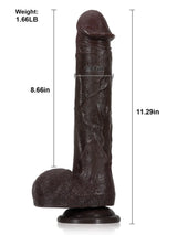 Hugedildo.com Adrianus 11-inch Black Big Vibrating Thrusting Dildo 7 Modes Thrusting and 3 Modes Vibrating