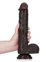 Hugedildo.com Adrianus 11-inch Black Big Vibrating Thrusting Dildo 7 Modes Thrusting and 3 Modes Vibrating
