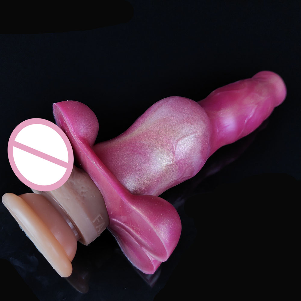 Pink Dildo Jake-9.06 Inch Silicone Dog Dildo dildo Hollow Penis Set 14