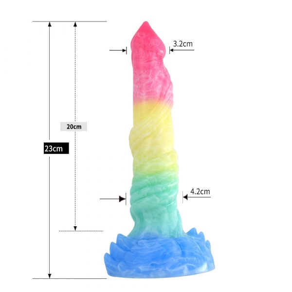 Silicone Dildo 9.05 Inch Colorful And Long Lifelike Dog Knot Dildo 4